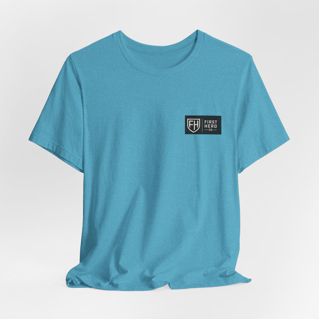 First Hero Co. Logo T‑Shirt — Minimal Shield Graphic Tee