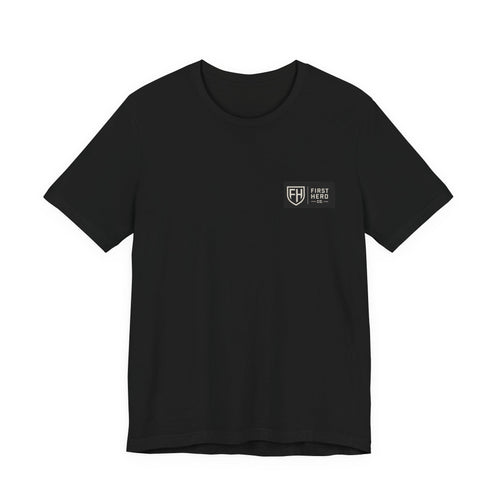 First Hero Co. Logo T‑Shirt — Minimal Shield Graphic Tee