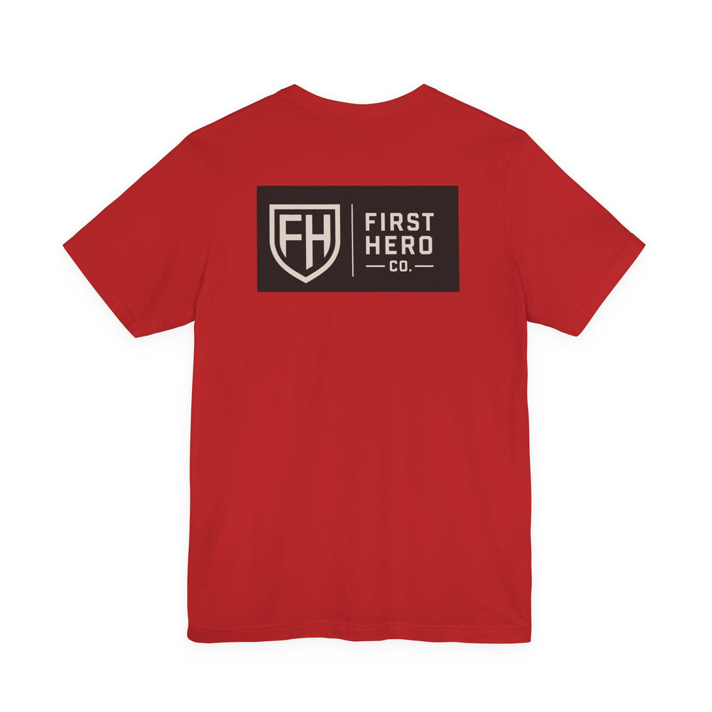 First Hero Co. Logo T‑Shirt — Minimal Shield Graphic Tee