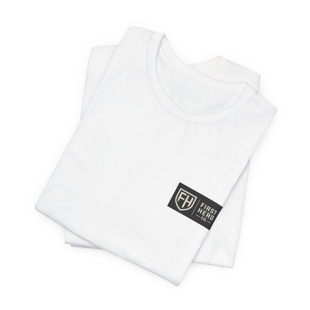 First Hero Co. Logo T‑Shirt — Minimal Shield Graphic Tee