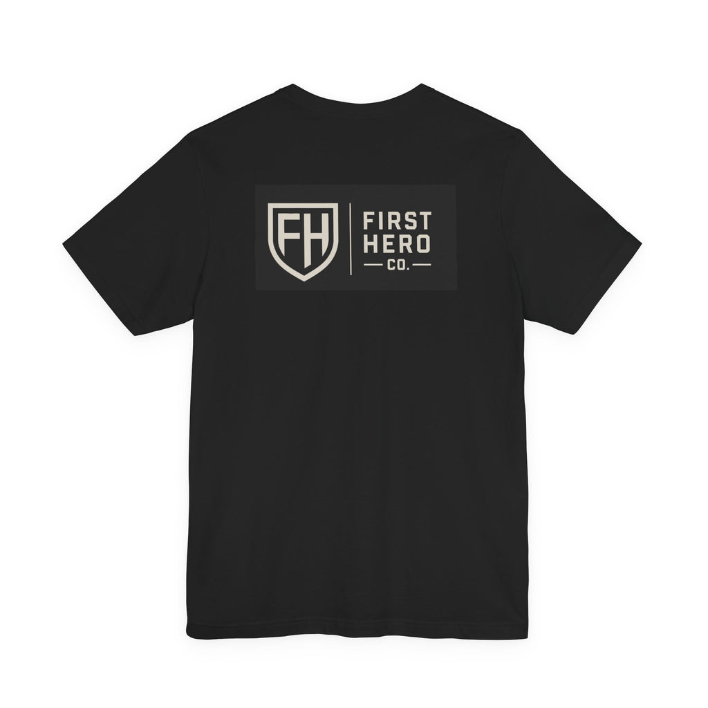 First Hero Co. Logo T‑Shirt — Minimal Shield Graphic Tee