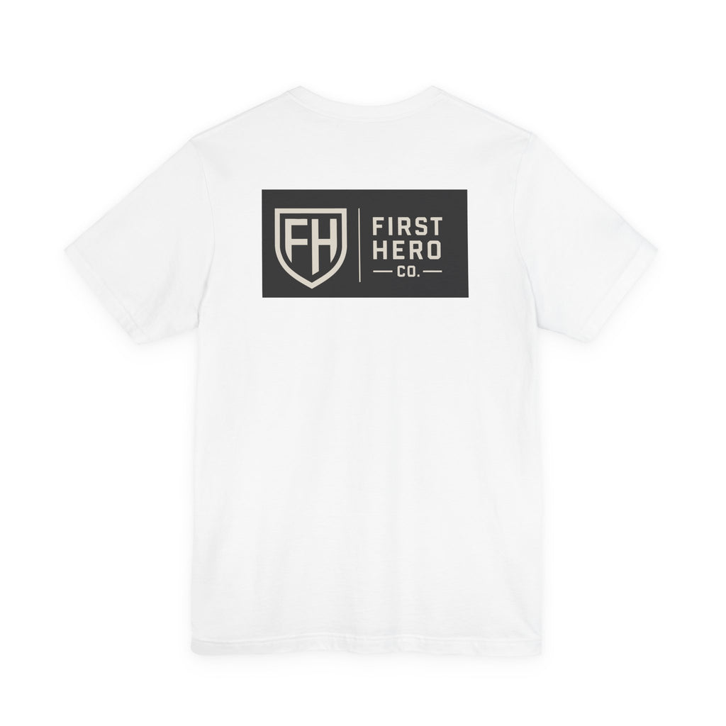 First Hero Co. Logo T‑Shirt — Minimal Shield Graphic Tee