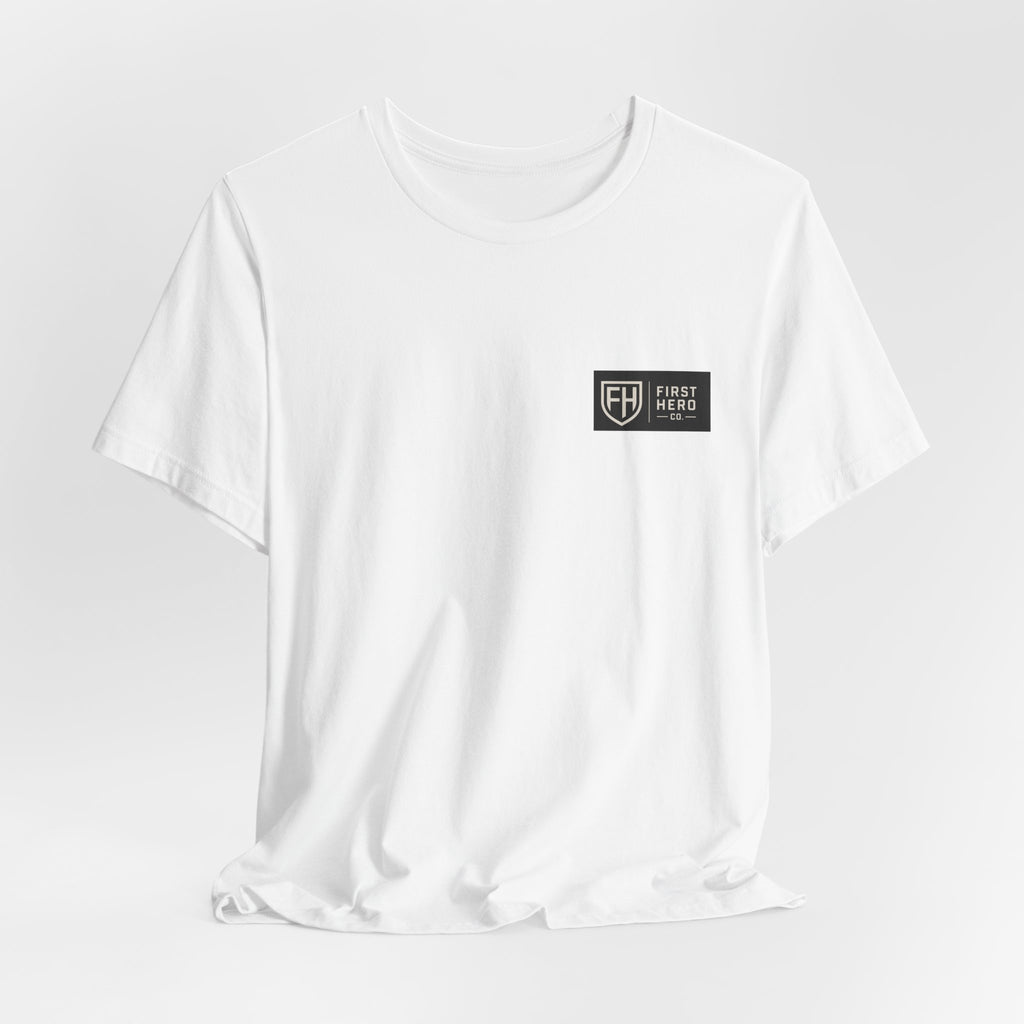First Hero Co. Logo T‑Shirt — Minimal Shield Graphic Tee