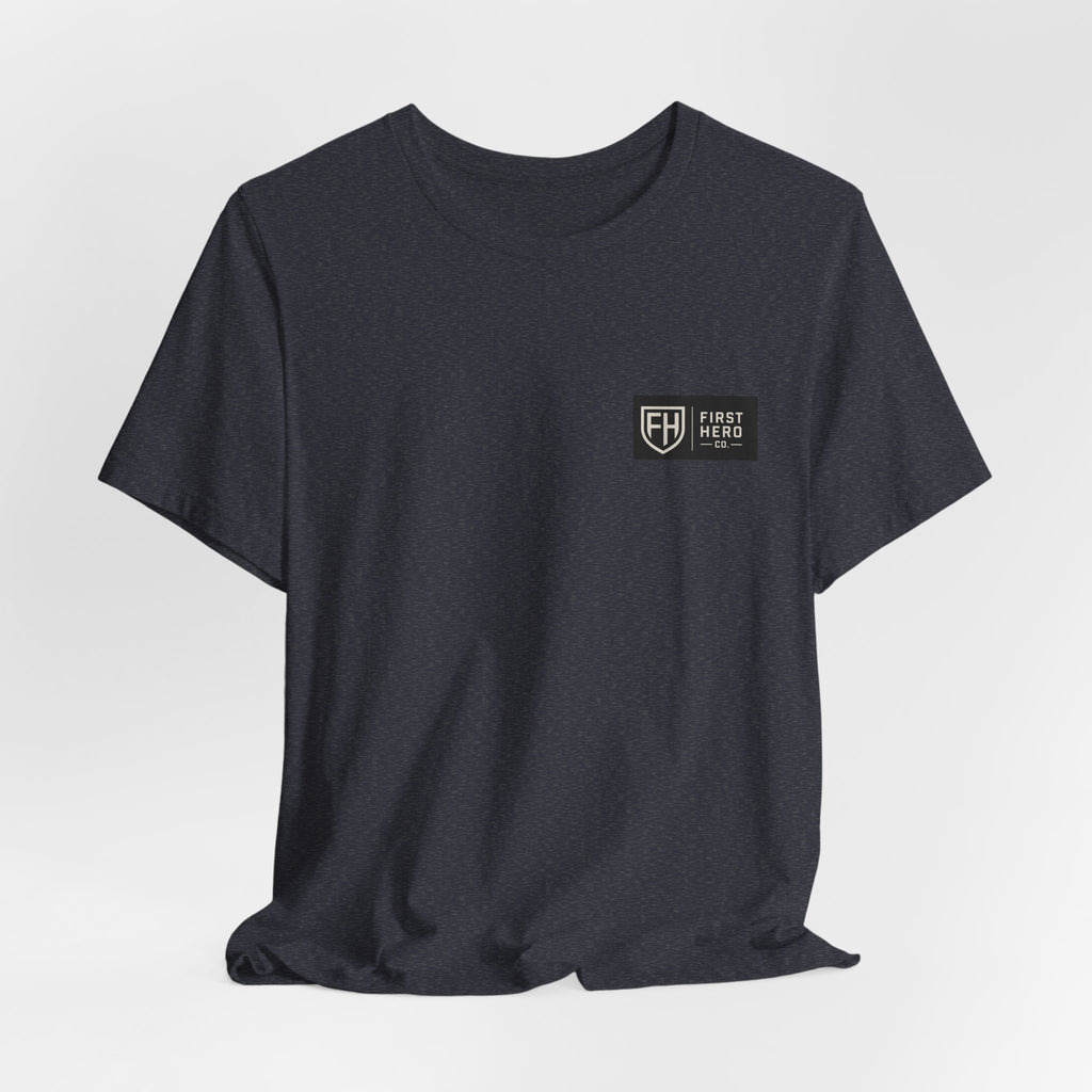 First Hero Co. Logo T‑Shirt — Minimal Shield Graphic Tee