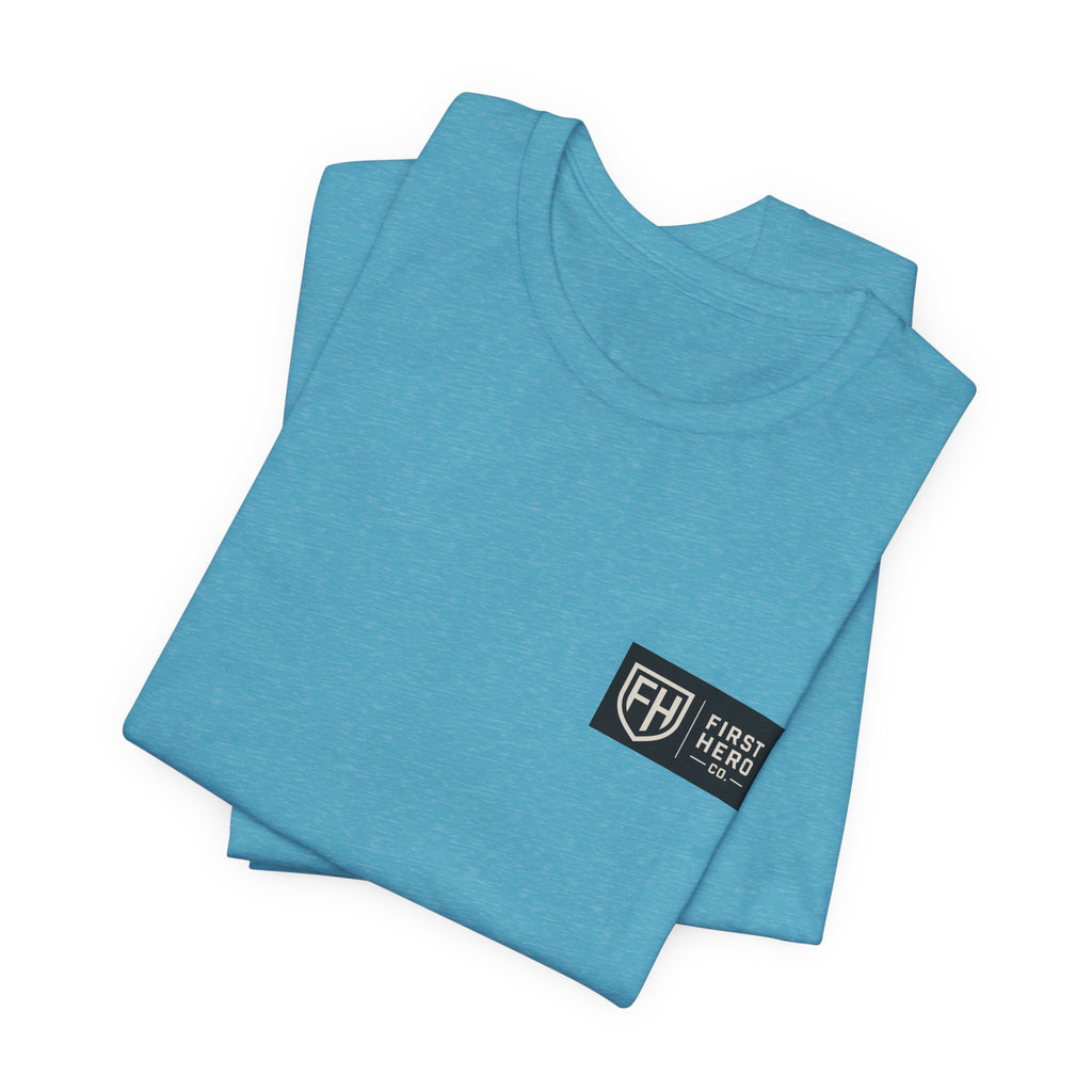 First Hero Co. Logo T‑Shirt — Minimal Shield Graphic Tee