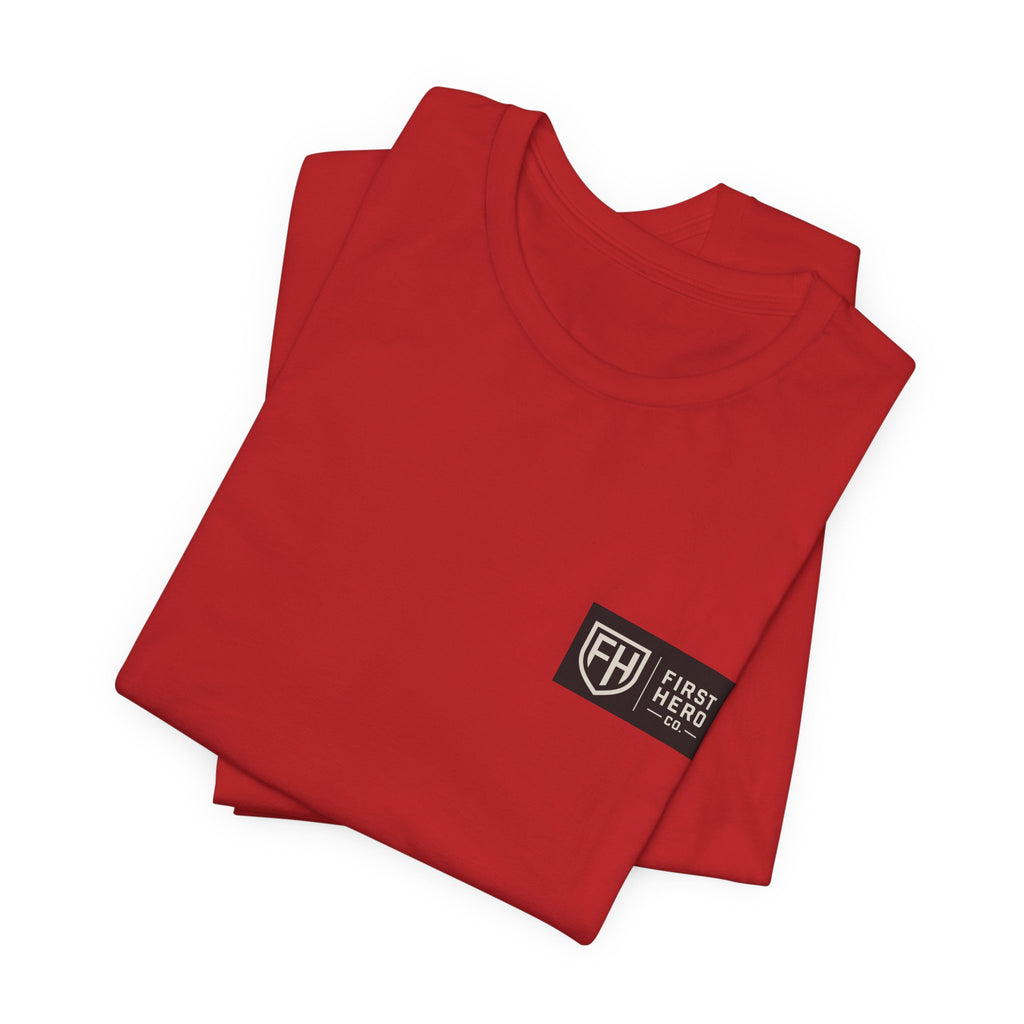 First Hero Co. Logo T‑Shirt — Minimal Shield Graphic Tee