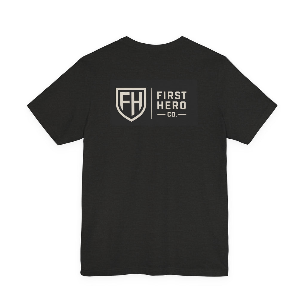 First Hero Co. Logo T‑Shirt — Minimal Shield Graphic Tee