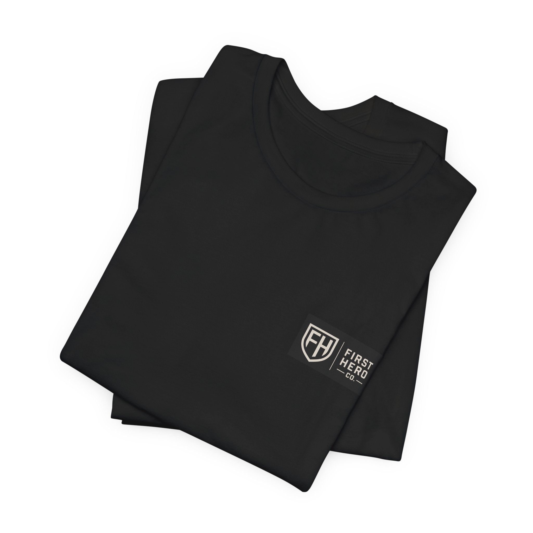 First Hero Co. Logo T‑Shirt — Minimal Shield Graphic Tee