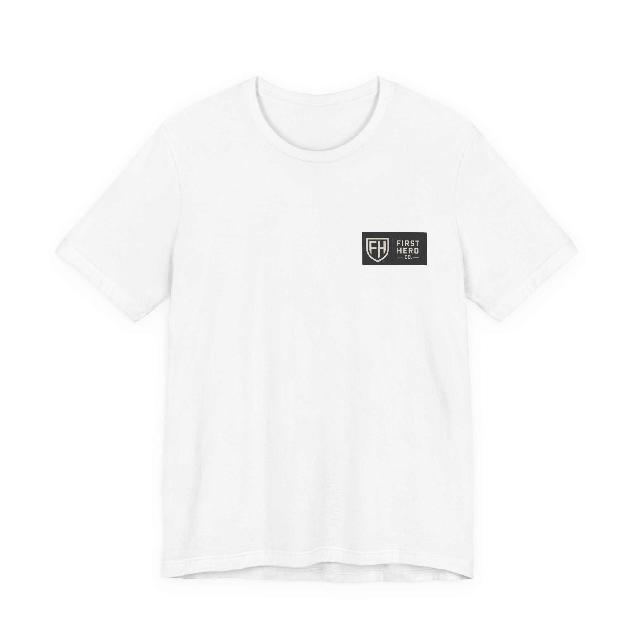 First Hero Co. Logo T‑Shirt — Minimal Shield Graphic Tee