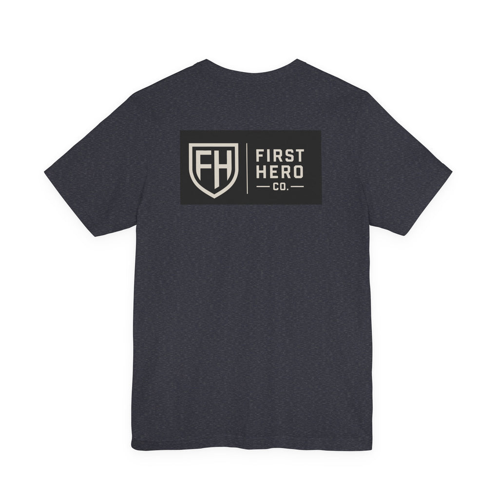 First Hero Co. Logo T‑Shirt — Minimal Shield Graphic Tee