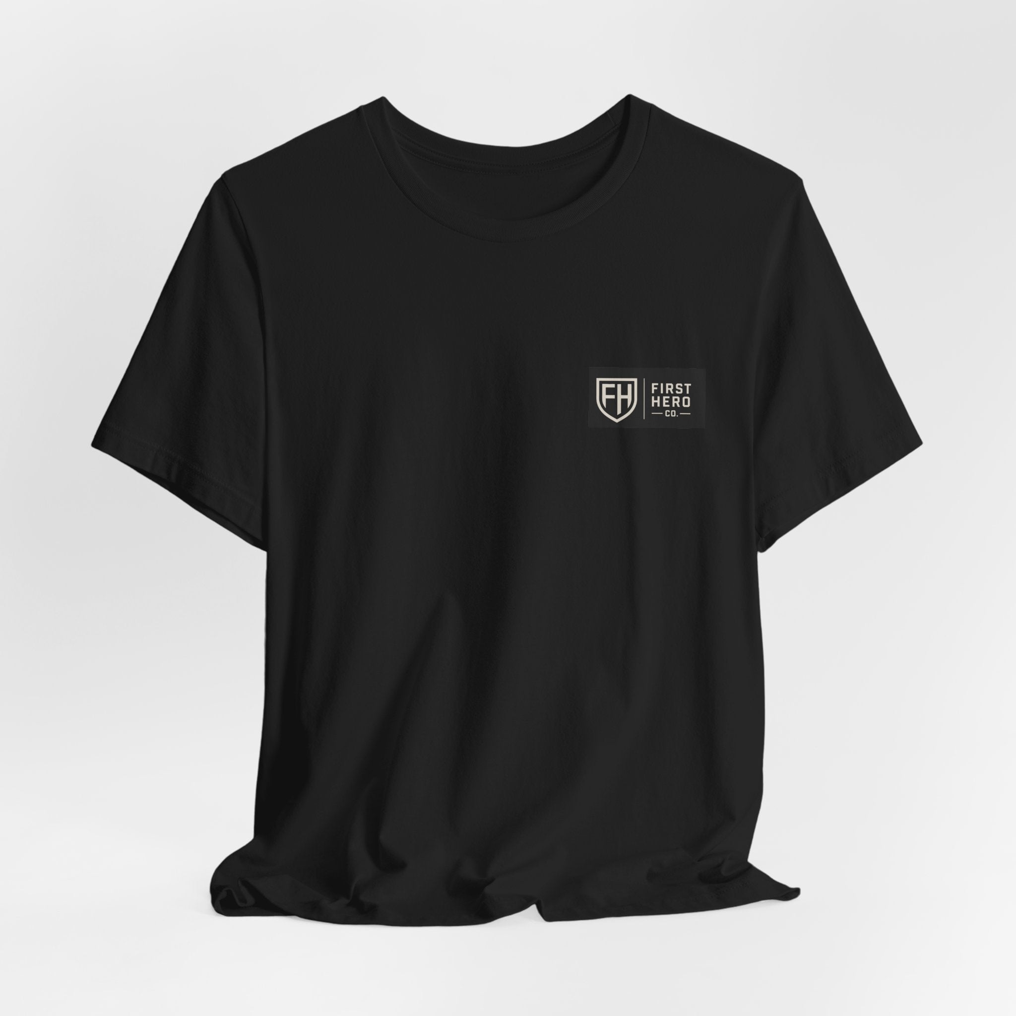 First Hero Co. Logo T‑Shirt — Minimal Shield Graphic Tee